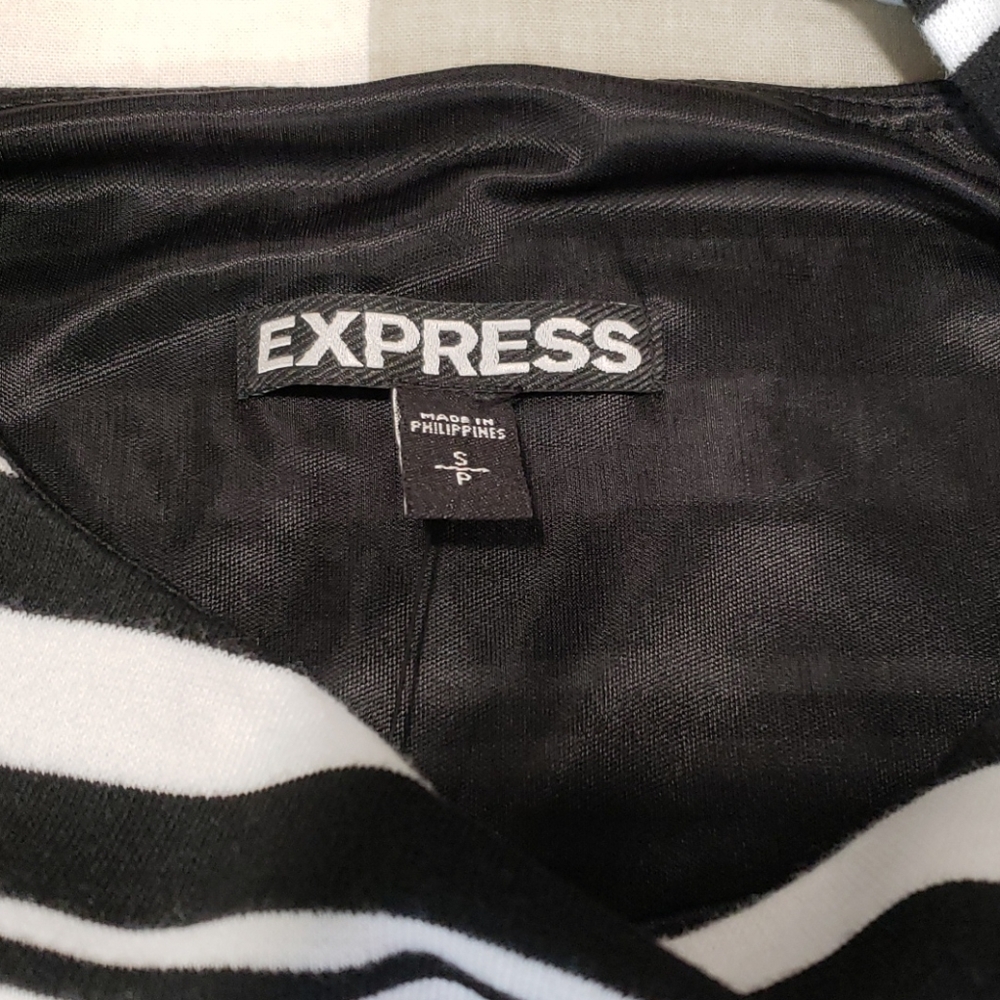 Express Dress Womens Sm Black/White Stripe Ponte Bodycon Modern Contemporary NWT - Picture 4 of 9